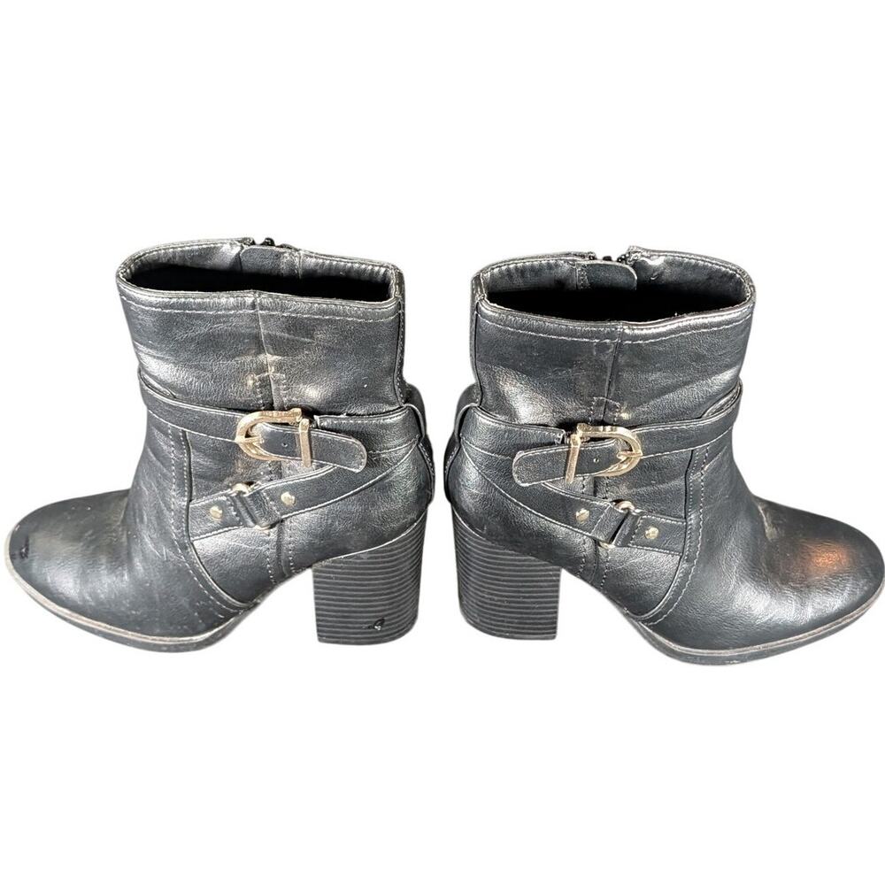 Unisa Black Harness Buckle Ankle Boots Block Heel Women’s 7.5